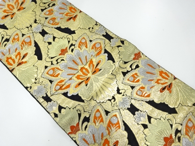 JAPANESE KIMONO / ANTIQUE FUKURO OBI / SILK / WOVEN CHINESE FLOWER